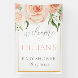 Blozende Roze Roos Bloem Meisje Baby Borrel Verwel Spandoek