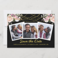 Blozende Roze Roos Bloemig Goud Blauw 3 Foto Save 