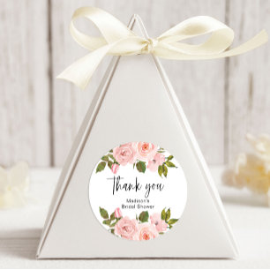 Blozende Roze Roos Bloemige Trouw Ovale Sticker