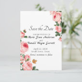 Blozende Roze Roos Save The Date (Staand voorkant)