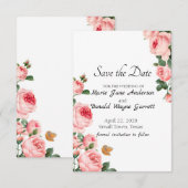Blozende Roze Roos Save The Date (Voorkant / Achterkant)