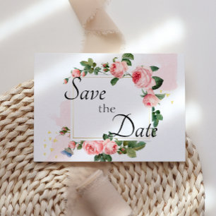 Blozende Roze Roos Save The Date