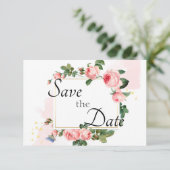 Blozende Roze Roos Save The Date (Staand voorkant)