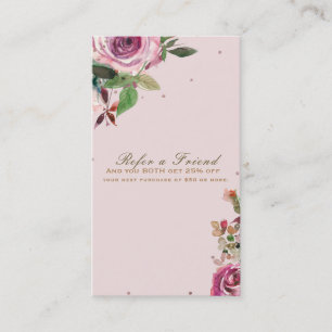 Blozende Roze Roze Gouden Bloem Moderne Verwijs ee Aanbevelingskaartje