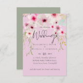 Blozende Roze Salie Bloemen Bruiloft Script Budget RSVP Kaartje (Voorkant / Achterkant)