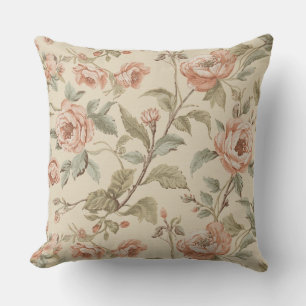 Blozende Roze Salie Groen Beige Shabby Chic Bloemm Kussen