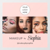 Blozende Roze Script Logo Foto Make-up Studio Raamsticker (Vel)