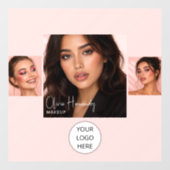 Blozende Roze Script Logo Foto Make-up Studio Rame Raamsticker (Vel)