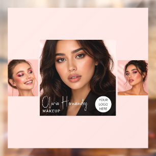 Blozende Roze Script Logo Foto Make-up Studio Rame Raamsticker