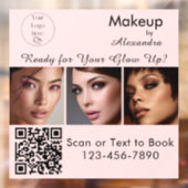 Blozende Roze Script Logo QR Code Foto Make-up Raamsticker (Vel 2)