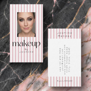 Blozende Roze Strepen Elegante Foto Make-up Arties Visitekaartje