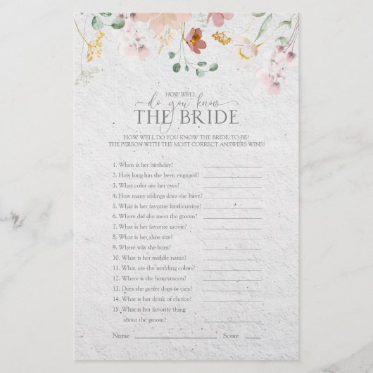 Blozende Roze Tuin Bloemen Bruidsdouche Spel (Voorkant)