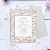 Blozende Roze Witte Bladeren Baby Shower Slurk en Kaart