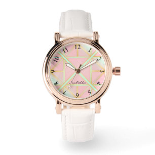 Blozende Roze Zachte Mint Goud Luxe Trendy Collect Horloge