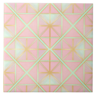 Blozende Roze Zachte Mint Goud Luxe Trendy Collect Tegeltje