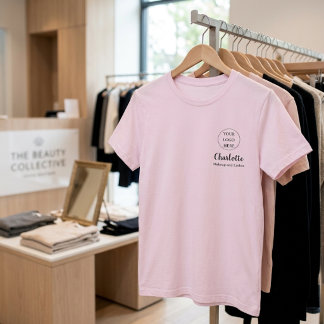Blozende Roze Zwarte Script Foto Make-up Bedrijf T-shirt