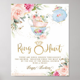 Blozende Thee Party Bruiloft Ring Jacht Poster