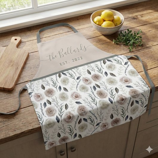 Blozende waterverf bloemen all-over print schort
