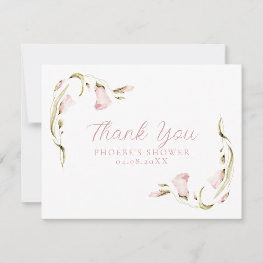 Blozende waterverf bloemen bruidsdouche platjes bedankkaart (Voorkant)