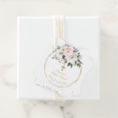 Blozende witte bloemen bloeien Gouden Kruis Doop Bedankjes Labels (In situ)