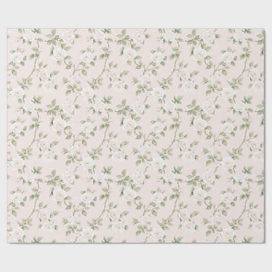 Blozende Witte Bloemige Bruids-ontbijt Cadeaupapier (Vlak)