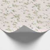 Blozende Witte Bloemige Bruids-ontbijt Cadeaupapier (Hoek)