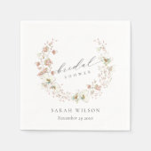 Blozende witte weide bloemenkrans bruidsdouche servet (Voorkant)