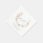 Blozende witte weide bloemenkrans bruidsshower servet (Hoek)