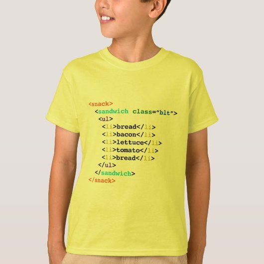 BLT HTML Funny Geek Sandwich T-shirt (Voorkant)