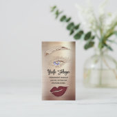 Blu Eyelash Brow Makeup Logo QR Code Lips Roos Visitekaartje (Staand voorkant)