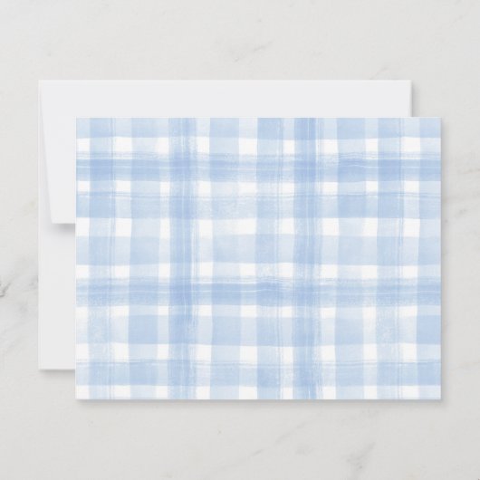 Blu Gingham Laurel Crest briefpapier dank u kaart (Achterkant)