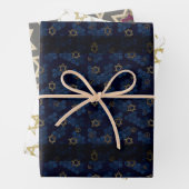 Blu, Grey, Gold Star de David Wrapping Papier (En situation)