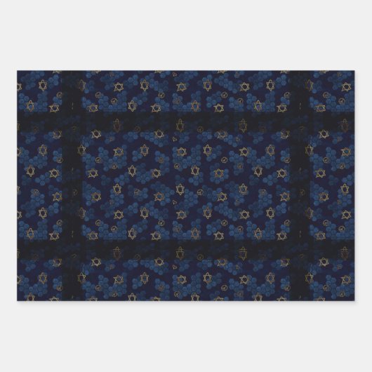 Blu, Grey, Gold Star de David Wrapping Papier (Devant)
