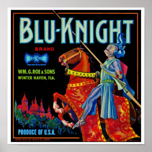 Blu Knight Fruit Label Poster