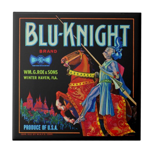 Blu Knight Fruit Label Tegeltje (Voorkant)