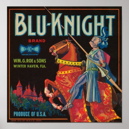 Blu Knight -kratellabel Poster (Voorkant)