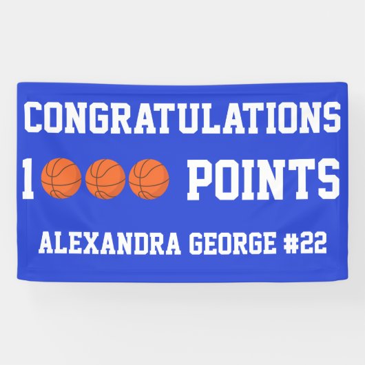 Blue 1000 Basketball Career Points Scorer Player Spandoek (Horizontaal)