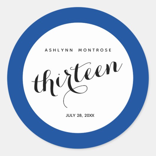 Blue 13th Birthday Classic Round Sticker (Voorkant)