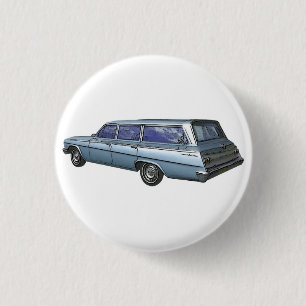 Blue 1962 Chevrolet station wagon. Ronde Button 3,2 Cm