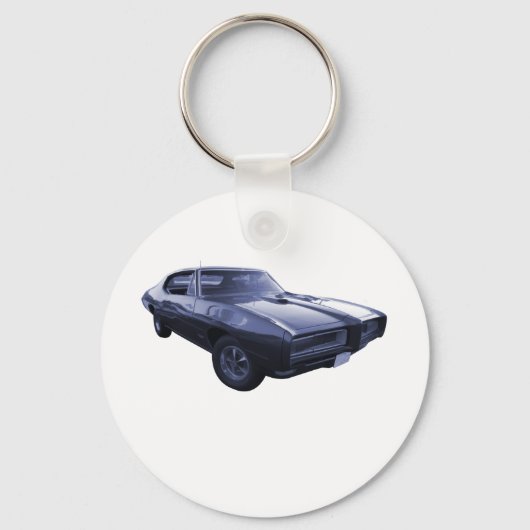 Blue 1968 Pontiac GTO Sleutelhanger (Voorkant)