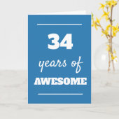 Blue 34th Birthday Kaart (Gele Bloem)