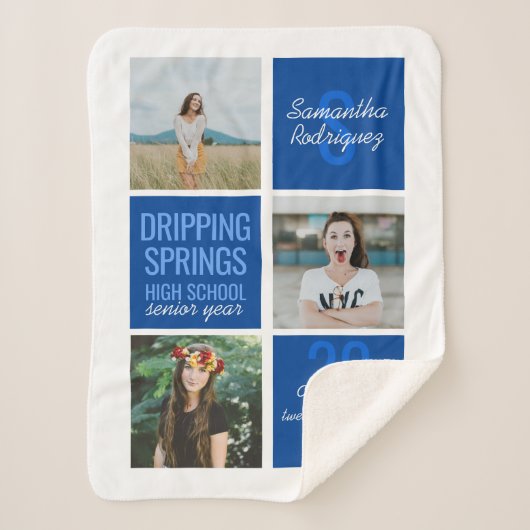 Blue 3-Photo Fun Boxes Class Year Sherpa Deken (Voorkant)