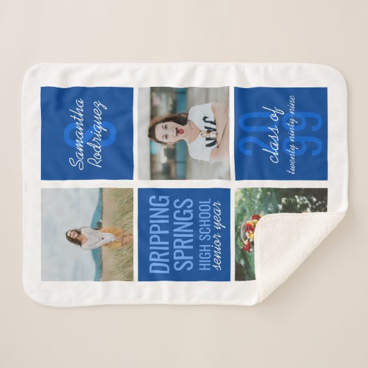 Blue 3-Photo Fun Boxes Class Year Sherpa Deken (Voorkant (horizontaal))