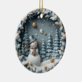 Blue 3D Chirstmas Cute Happy Owl Keramisch Ornament (Rechts)