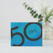 Blue 50 Decade Birthday Briefkaart (Staand voorkant)
