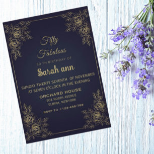 Blue 50 en Fabulous Elegant Minimalist Birthday