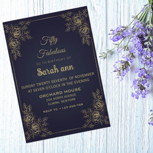 Blue 50 en Fabulous Elegant Minimalist Birthday