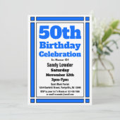 Blue 50th Birthday Invitation (Debout devant)