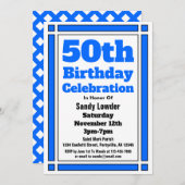 Blue 50th Birthday Invitation (Devant / Derrière)