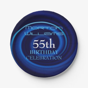 Blue 55th Birthday Celebration Paper Borden Papieren Bordje